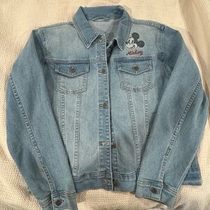 Disney Light Blue Jean Jacket with Mickey Mouse Embroidery